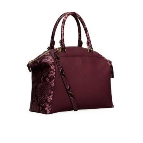 Michael Kors Riley Burgundy Python Snake Satchel - Picture 11 of 14